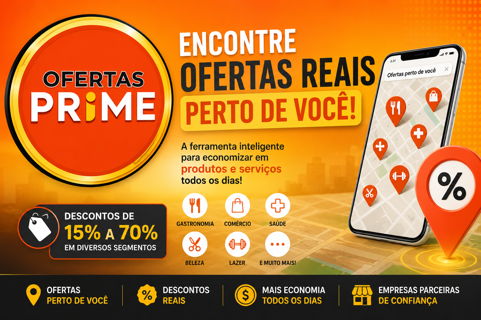 Banner do aplicativo Ofertas Prime com descontos locais